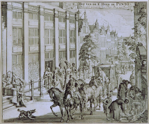 Hof van de E: Heer de Pinto, ca. 1695 Romeyn de Hooghe.