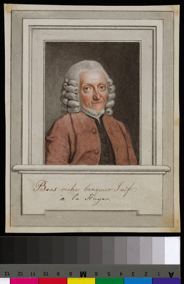 Portret van Tobias Boas beschreven als een rijk Joods bankier te Den Haag (‘Boas riche banquier Juif a la Haye’) Benjamin Samuel Bolomey, achttiende eeuw.