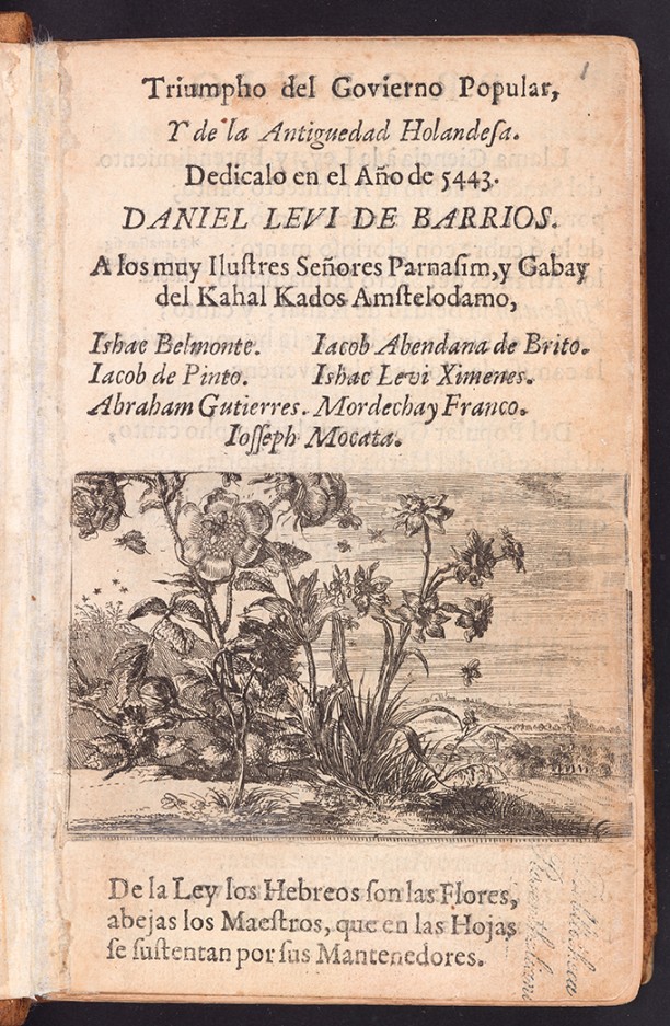 Titelblad van Daniel Levi de Barrios’ Triumpho del govierno popular', 1683.