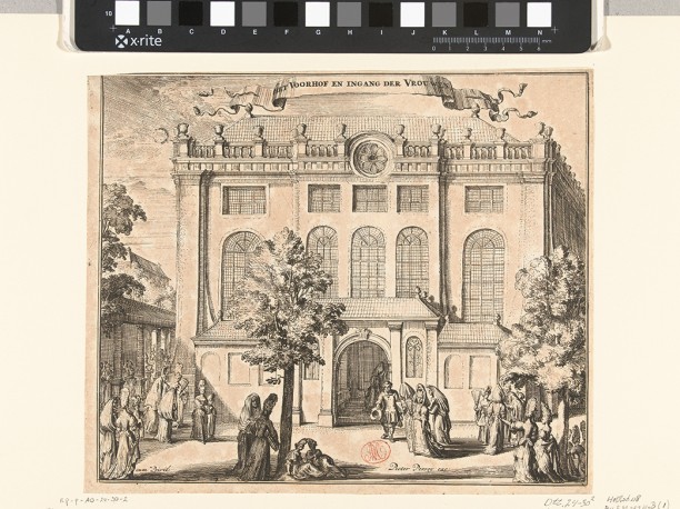 Portugese Synagoge, Voorhof en Ingang der Vrouwen Romeyn de Hooghe, 1675-1700.