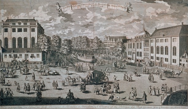’T Gesigt van de Portugeese en Hoogduytse Iodenkerken tot Amsterdam, circa 1752 Van der Laan en P. van Gunst.