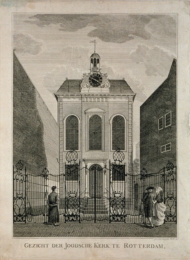 Synagoge aan de Boompjes in Rotterdam, 1790 Jer. Snoek.